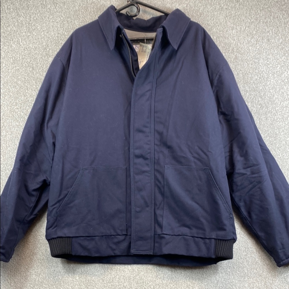 National Safety Apparel FR welding utility jacket navy blue XL canvas chore coat